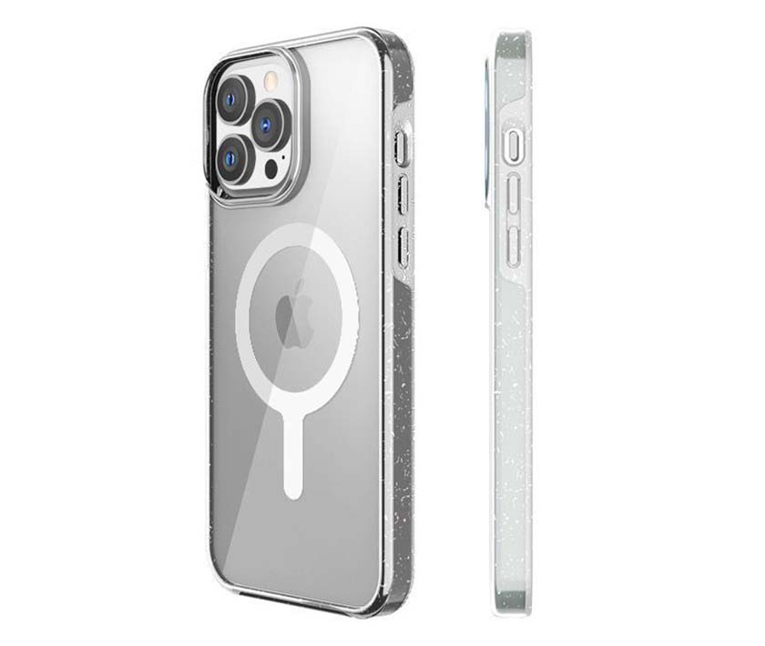 Transparent  Hybrid 100% biodegradable Case For iPhone Magsafe Version(White)