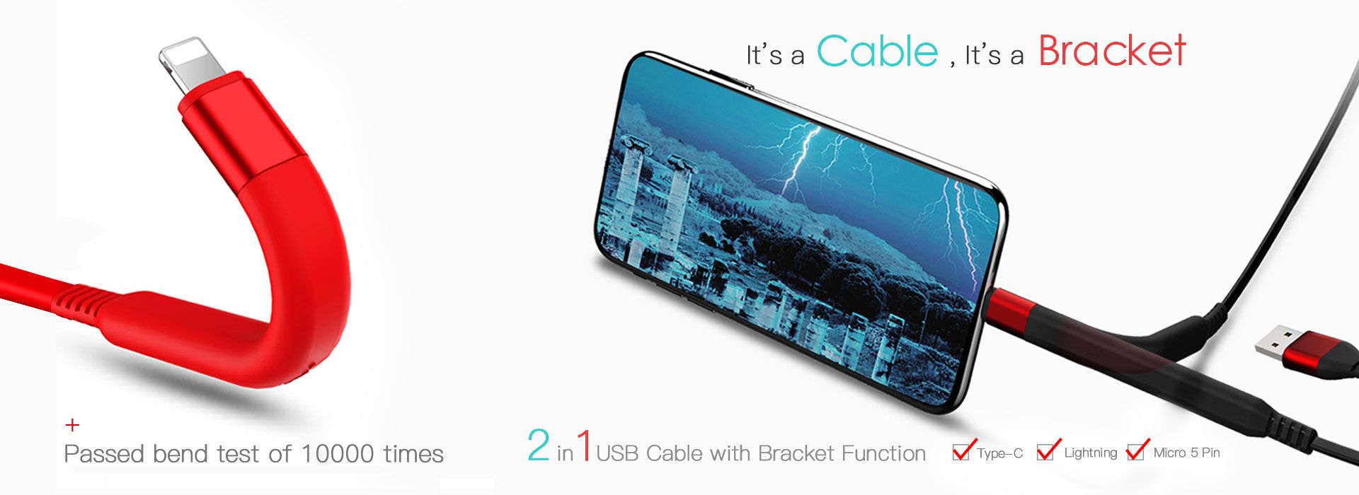 Muti-functional Bracket Data Cable(Green)