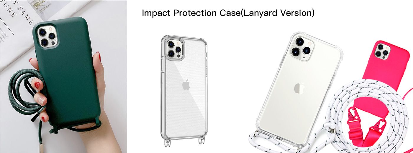 Transparent Hybrid anti-drop lanyard iPhone case (Transparent)