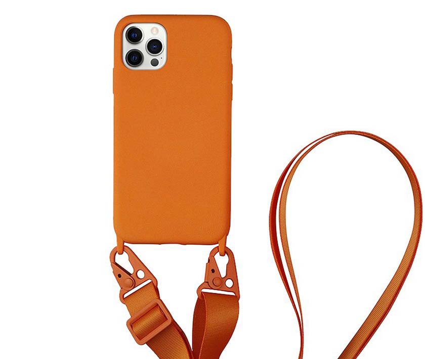 Liquid silicone lanyard iPhone Case(Kumquat)