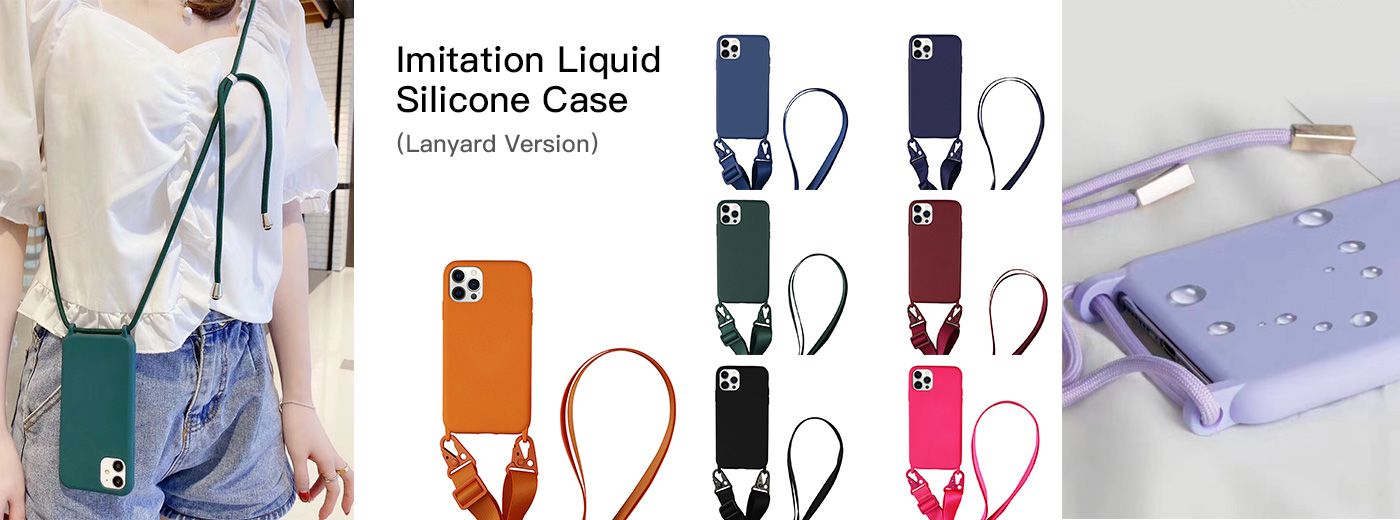 lanyard Liquid Silicone iPhone Case(Deep Navy)