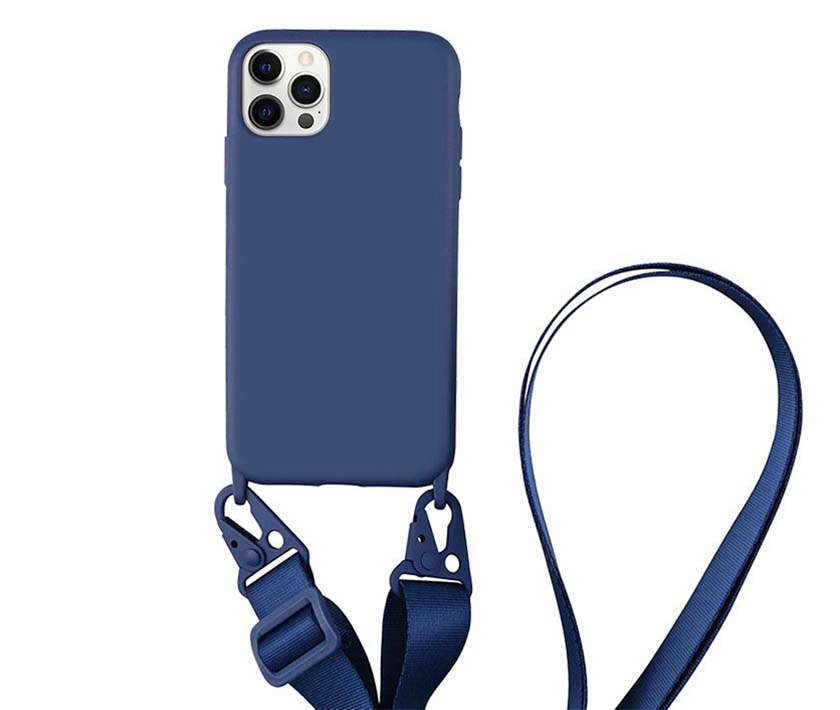 Liquid silicone lanyard iPhone Case(Deep Navy)