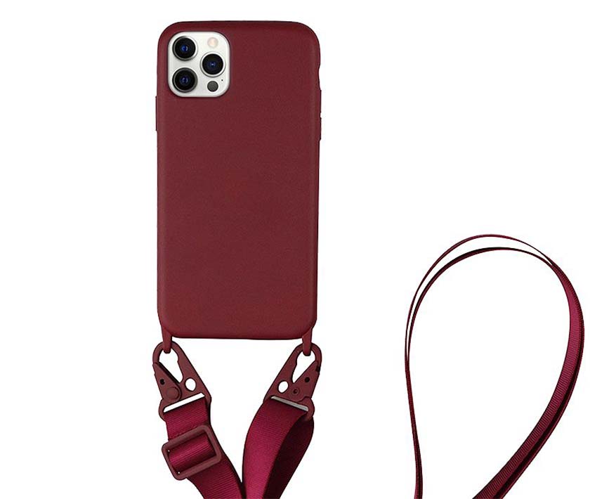 Lanyard Liquid Silicone iPhone Case(Dark Red)