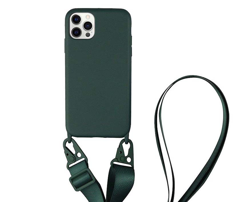 Lanyard Liquid Silicone iPhone Case(Green)