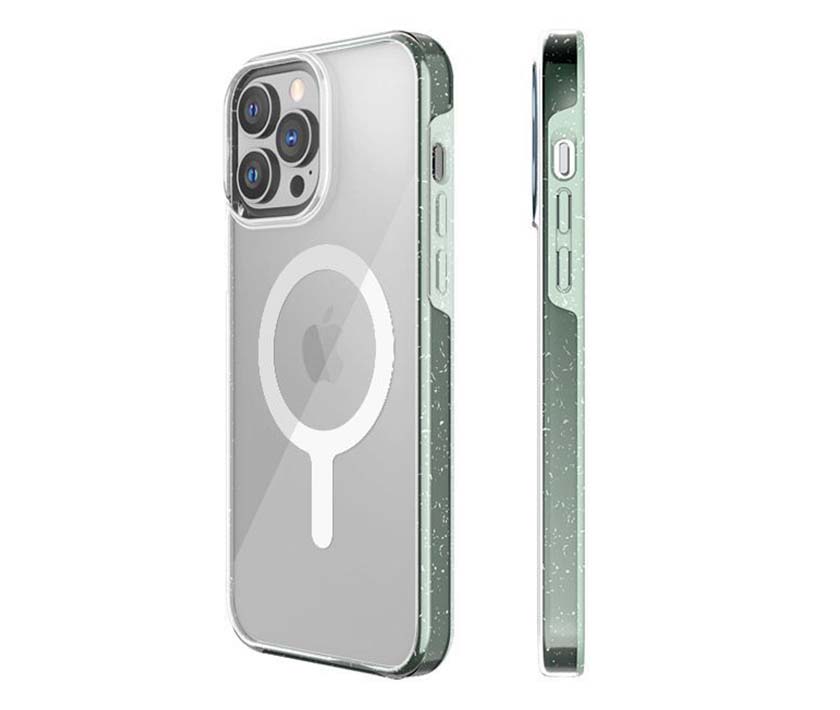 Magsafe Version-Transparent Hybrid 100% biodegradable Case For iPhone (Green)