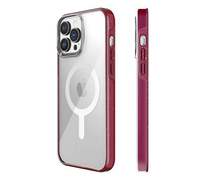 Magsafe Version-Transparent Hybrid 100% biodegradable Case For iPhone (Dark Red)
