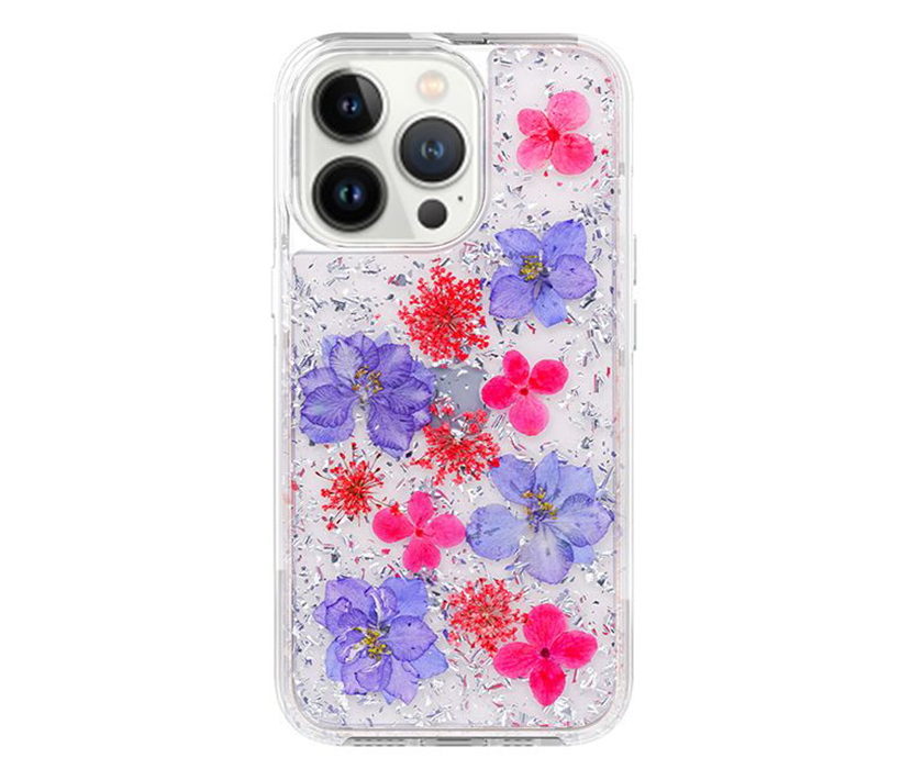 Genuine Dried Flowers Epoxy Case(Purple Flower)