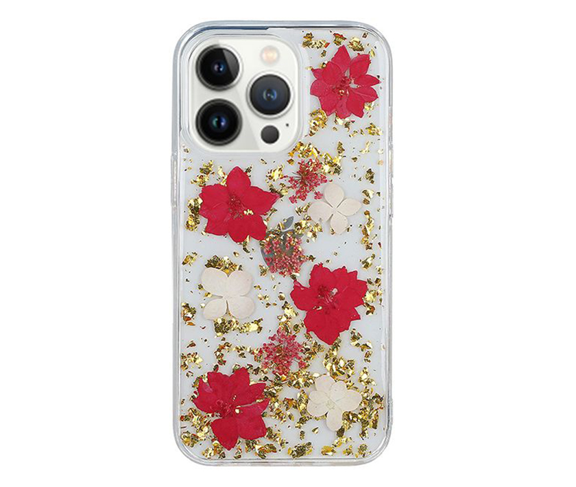 Genuine Dried Flowers Epoxy Case(Red Flower)