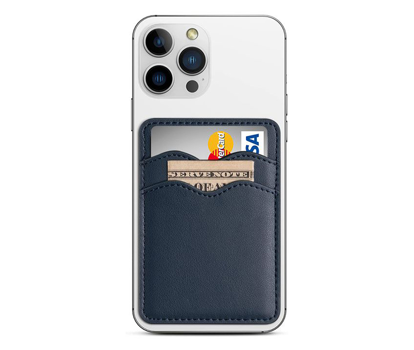 Cell Phone Card Holder-Leather Adhesive Pocket(Blue)