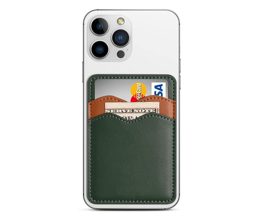 Cell Phone Card Holder-Leather Adhesive PocketGreen)