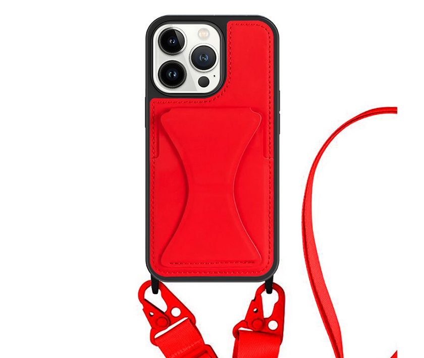 Lanyard Case--PU Leather+Kickstand Version((Red)