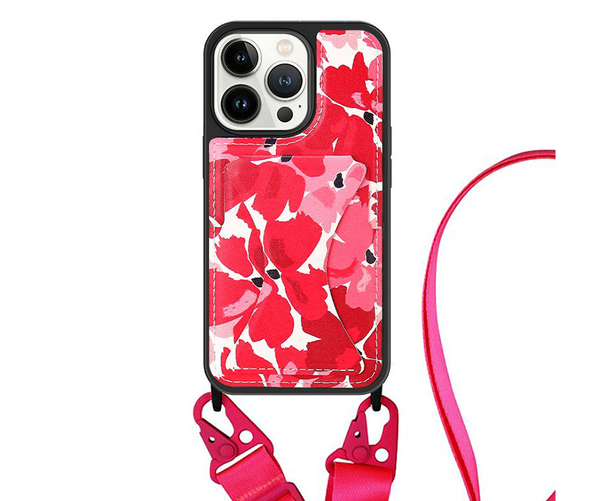 Lanyard Case--PU Leather+Kickstand Version((Flower1)