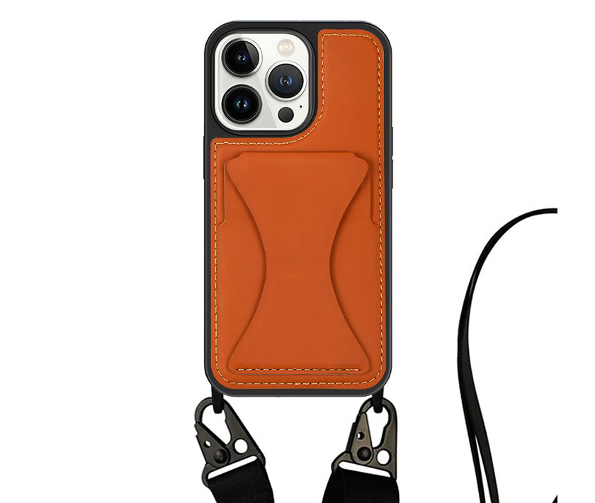 Lanyard Case--PU Leather+Kickstand Version((Brown)