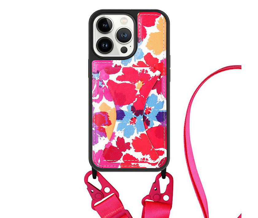 Lanyard Case--PU Leather+Kickstand Version((Flower3)